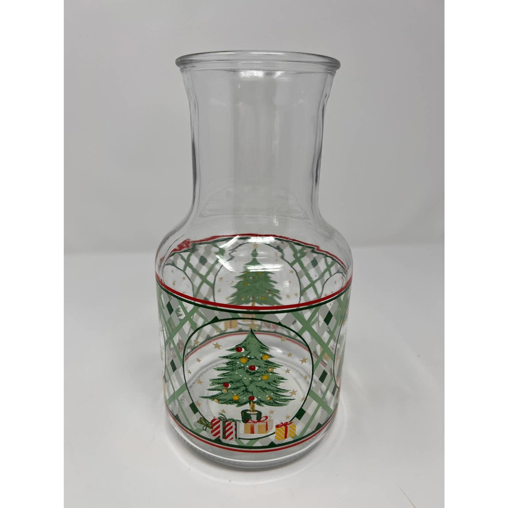 KIG Indonesia‎ Christmas Tree Carafe Juice Pitcher 9" Tall x 3 1/2" Wide Opening